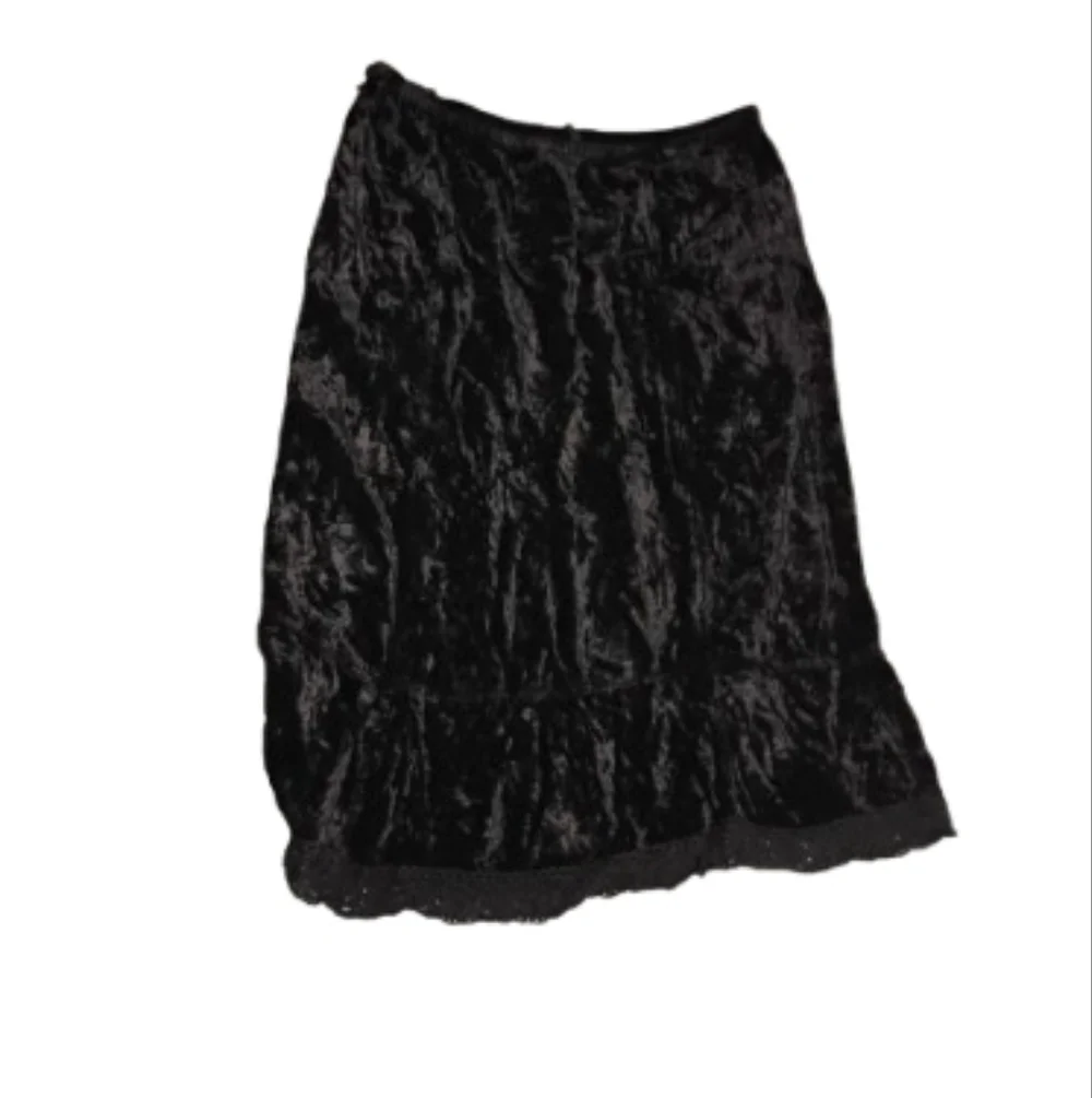 J. Jill Women's Goth Lace Trim Velvet Skirt Sz L Tall